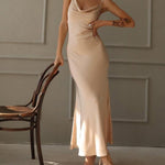 Long Elegant Satin Sling Slim-fit Dress