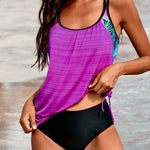 Side Ruched Splicing Two-Piece Tankini Set