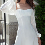 White Square Neck Tight Mini Skirt