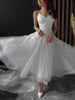 Mid-length White Dress With Glitter Suspenders Temperament