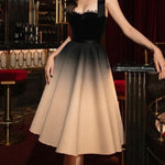 Gradient Color Suspender Dinner Gown