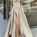 Fashion Strapless High Split V-neck Long Ball Gown