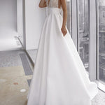 Bright Diamond Hollow Pearlescent V-neck Long Gown