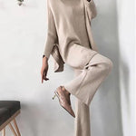 Elegant High Collar Sweater Set