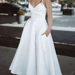 V-neck strap A-line dress