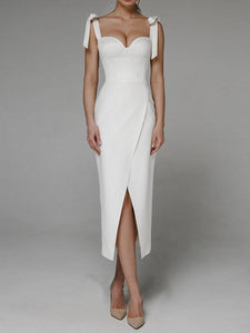 Solid color split dress