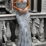 Sexy V-neck suspender sequin dress