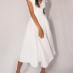 White v-neck halter dress