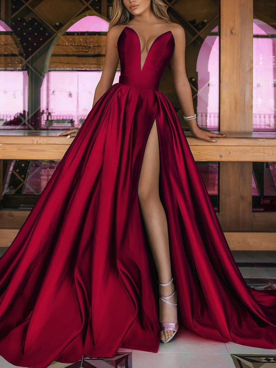 Women's Sexy Deep V Slit Dress