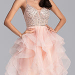 V-neck Knee-Length Tulle Dress