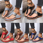 2023 Summer New Women's Metal Decor Feature Pattern Wedge Flip-Flops