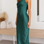 Women's Dresses Satin Open-back One Shoulder Midi Dress