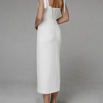 Solid color split dress