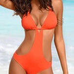 Hollow Deep V Sexy Backless One-Piece Swimsuit