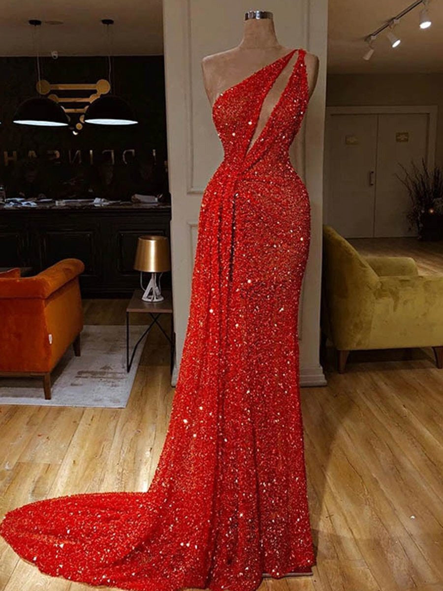 Sexy Slanted Shoulder Bronzing Slim Dress