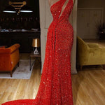 Sexy Slanted Shoulder Bronzing Slim Dress