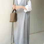 Knitting Loose V-Neck Sleeveless Long Dress