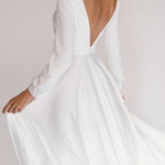 White one-neck long-sleeve halter dress