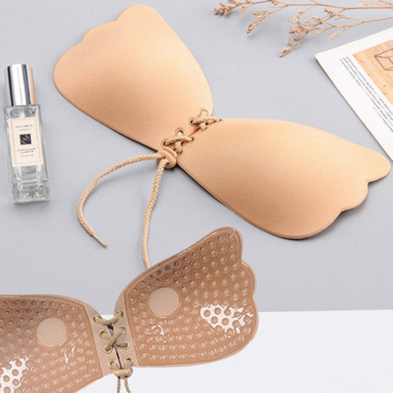 Gathered non-slip drawstring thick breathable strapless invisible bra