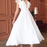 V-neck Ruffle Sleeve Waist Dress