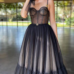 Black Sling Heavy Craft Mesh Gown