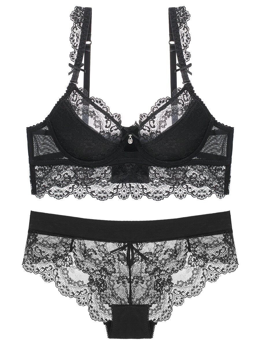 Ultra-thin sexy lace bra set