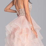 V-neck Knee-Length Tulle Dress