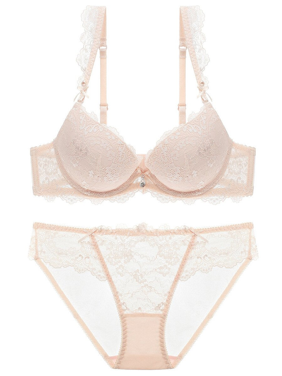 French gathered lace ladie's bra set