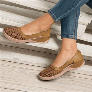 Women Wedges Orthopedic Hollow Out PU Summer Vintage Sandals