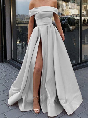 Fashion Strapless High Slit Long Ball Gown