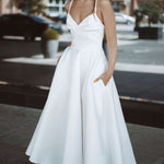 White Suspenders Big Swing Dress Gown