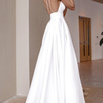 Elegant Pearl Shawl White Sling Long Dress