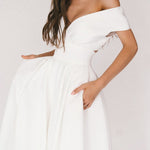 White v-neck halter dress