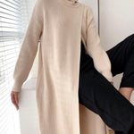 Slim-fit Sweater with High Neck Long Skirt and Pullover