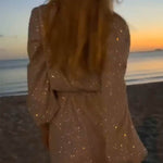 Temperament Sequin Belt Dress Short