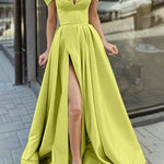 Fashion Strapless High Split V-neck Long Ball Gown