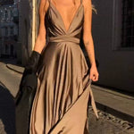 Sleeveless Halter V-Neck Dress