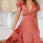Women's Dresses Belted Cutout Ruffle Midi Dress