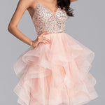 V-neck Knee-Length Tulle Dress