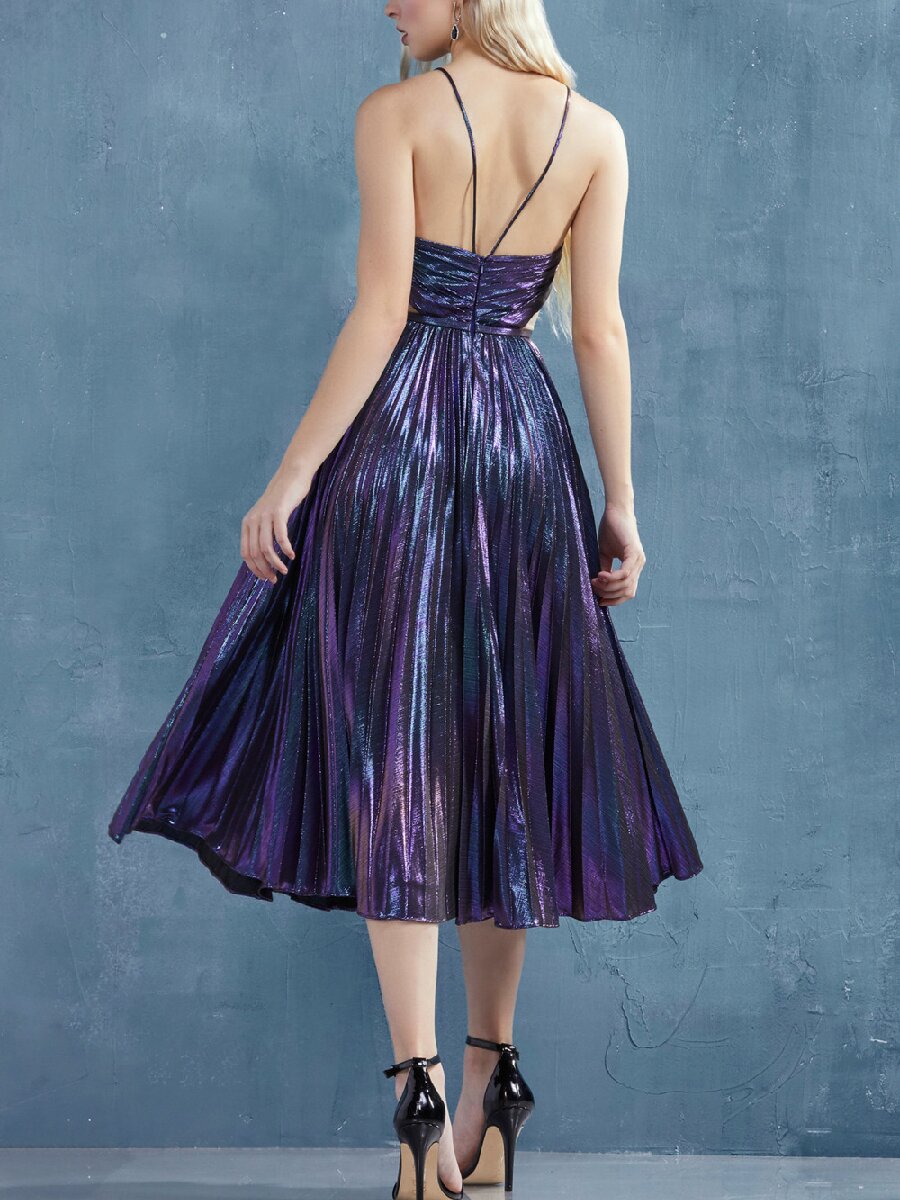 Laser Sling Pleated Dress