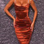 Solid color pleated sling dress