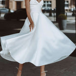 V-neck strap A-line dress