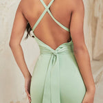 Cross back cowl neck midi dress