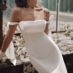 Drop Shoulder Pearl Strap Temperament Dress