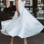 White Suspenders Big Swing Dress Gown