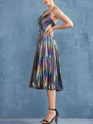 Laser Sling Pleated Dress