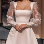 Square Neck Fashion Stitching Mesh Dress