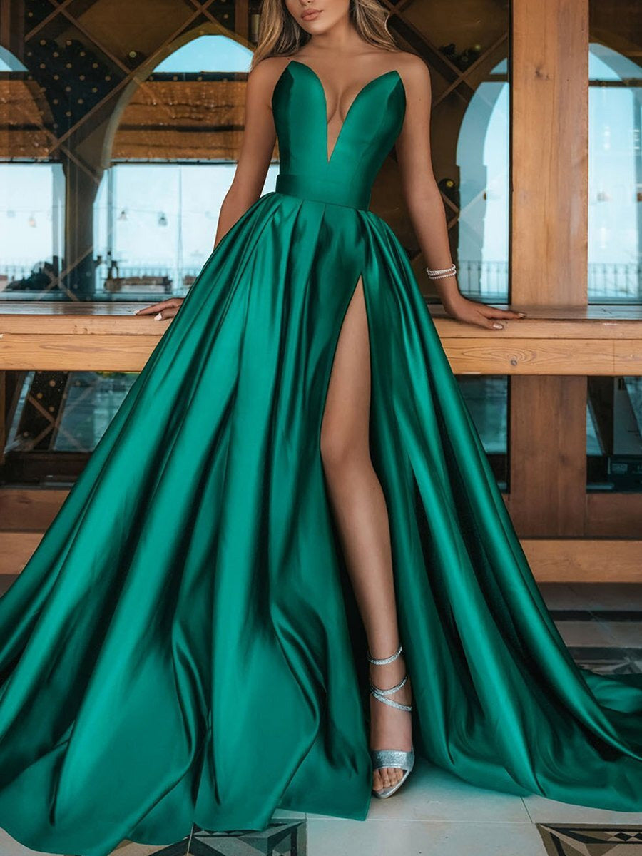 Women's Sexy Deep V Slit Dress