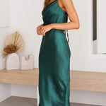 Women's Dresses Satin Open-back One Shoulder Midi Dress