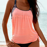 Side Ruched Splicing Two-Piece Tankini Set